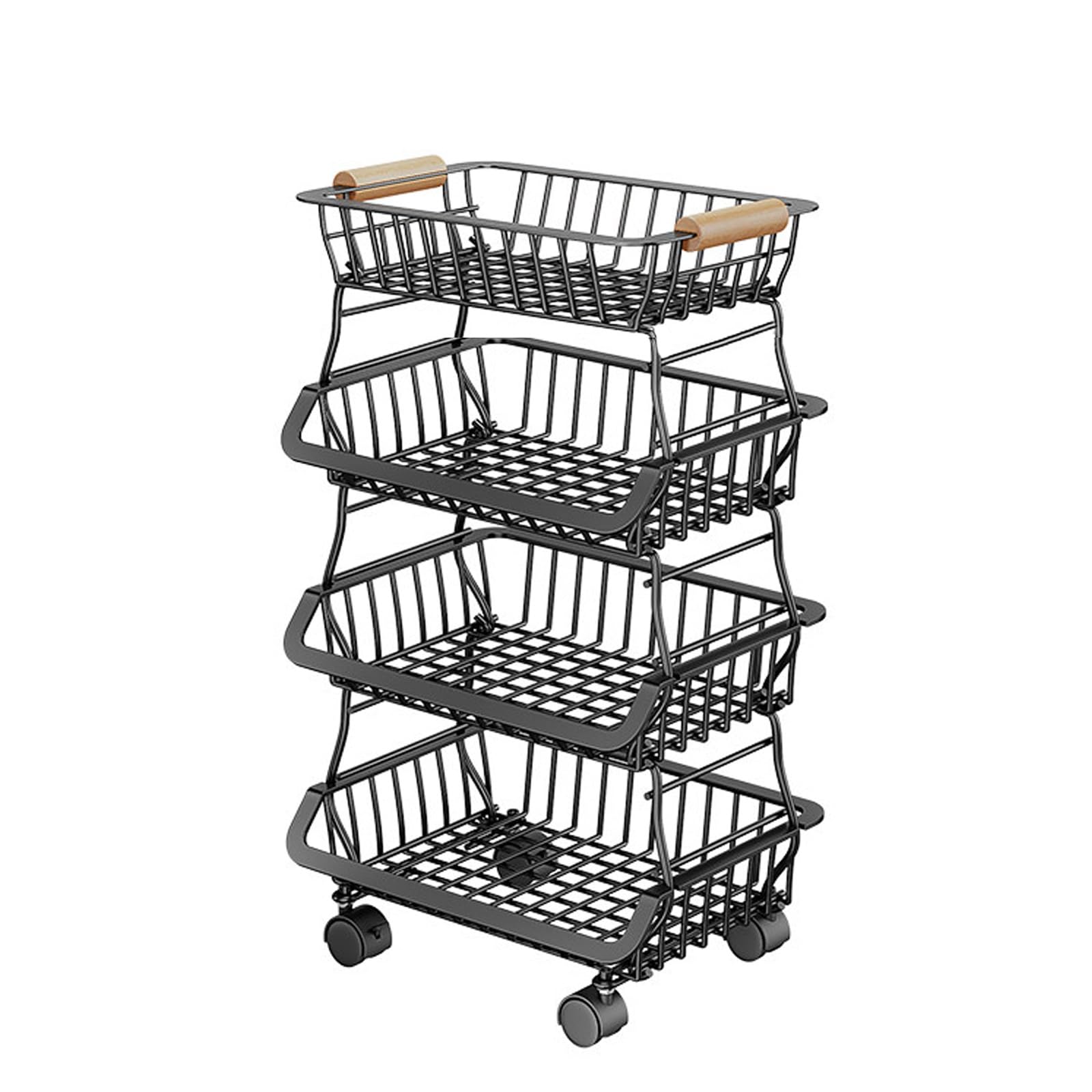 Carrito organizador de cocina con ruedas de metal y 3 niveles de almacenamiento