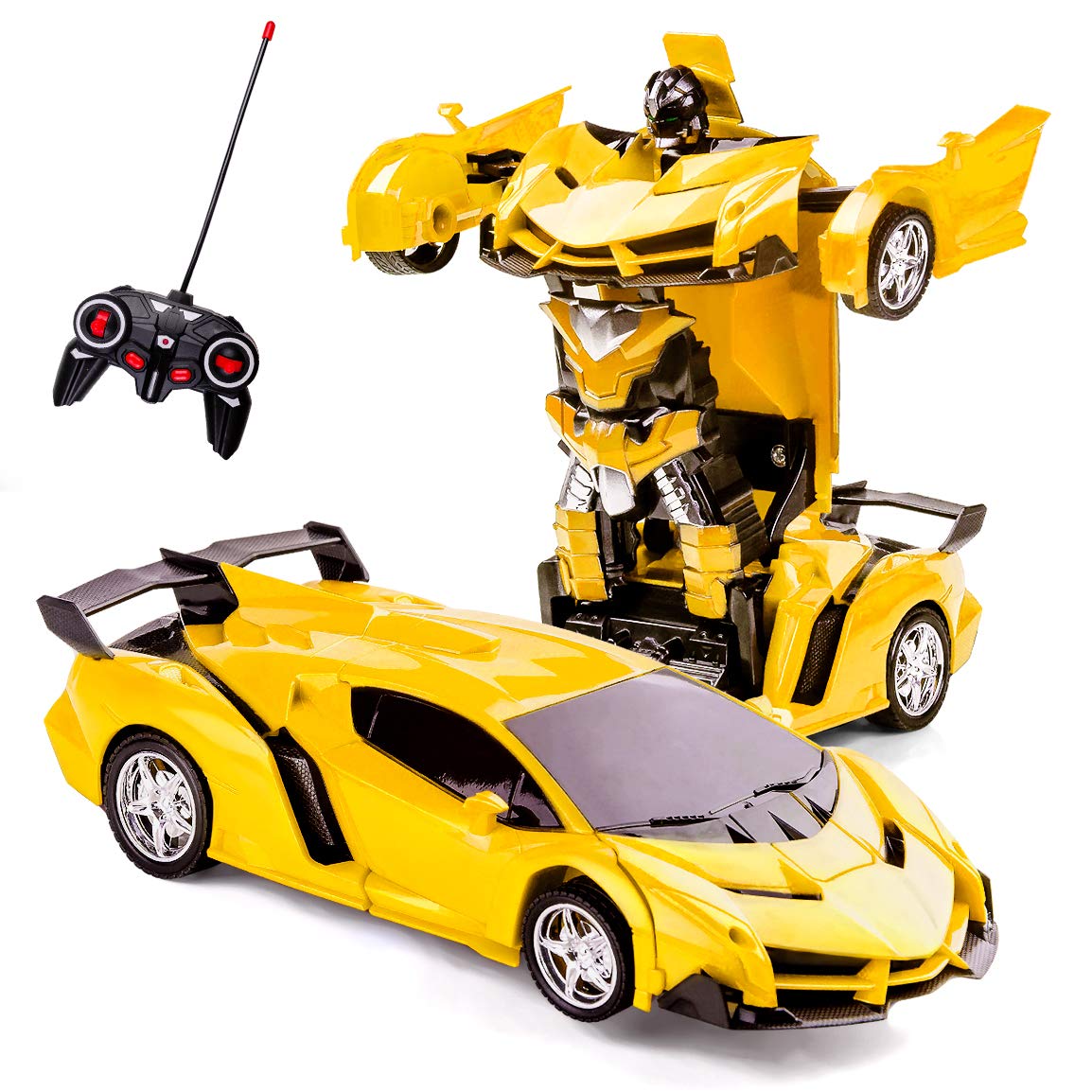 Subao Remote Control Car, Transform Robot RC Cars Toys, 2.4GHz Kids RC Car with One-Button Deformation 360° Rotating and Drifting, Racing Cars Toy for Boys Girls Age 4-12, Birthday Hot Gifts (Yellow)