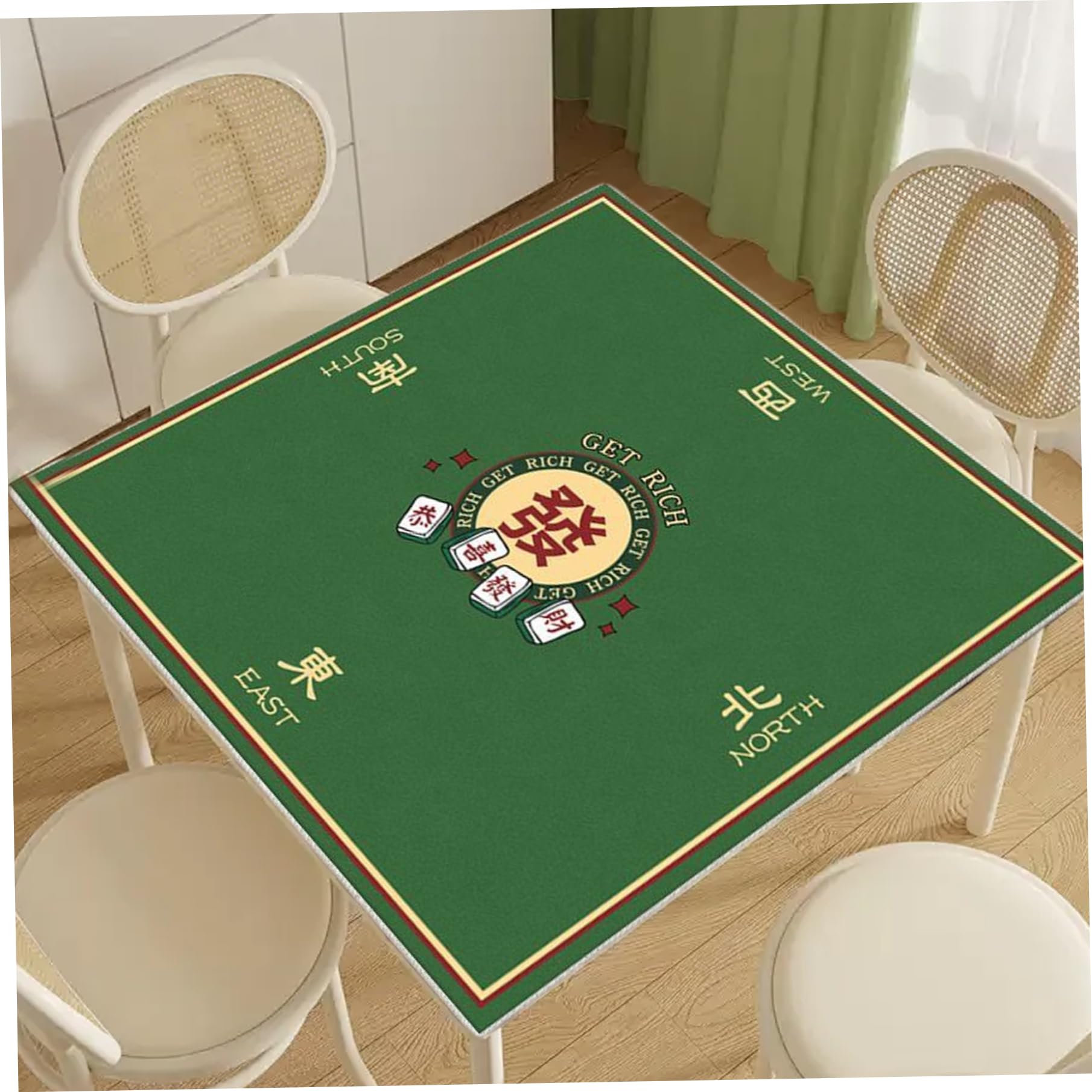 Tapis Mahjong Hperu, Vert, 80x80 cm / 31,50x31,50 pouces, Réduction de Bruit, Non Glissant, Portable, Pour Mahjong, Poker, Cartes, Âge 12+