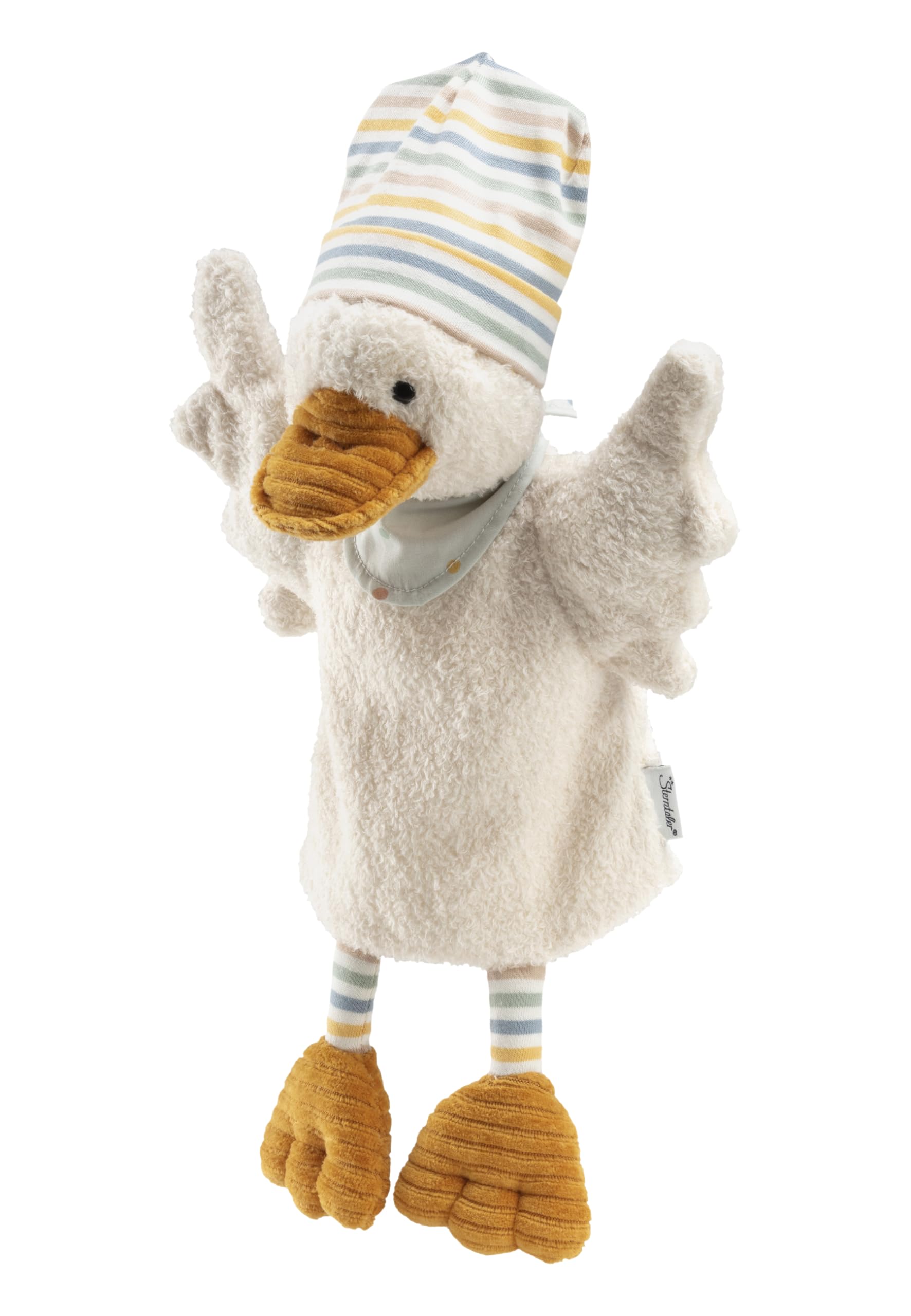 Sterntaler Handpuppe Ente Edda Lou mit Beanie Mütze - weiches Kinder Spielzeug zum Puppentheater, Erzählen, Kuscheln & Sprachförderung – Perfekter Spielkamerad & Geschenkidee, beige