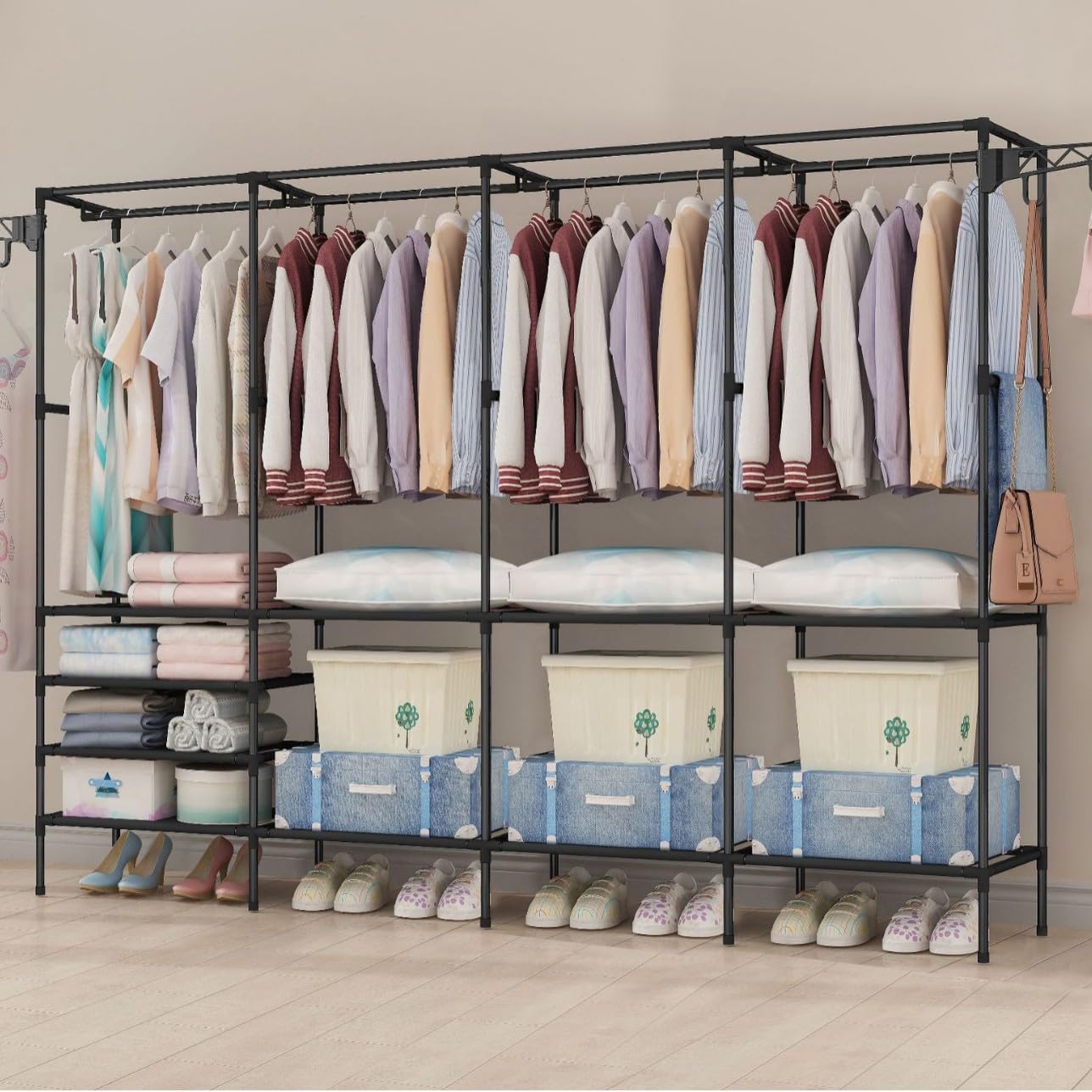 Soontrans Kleiderschrank, Stoffschrank, Stecksystem (Anthrazit) | passend für Schlafzimmer, Wohnzimmer & Ankleide
