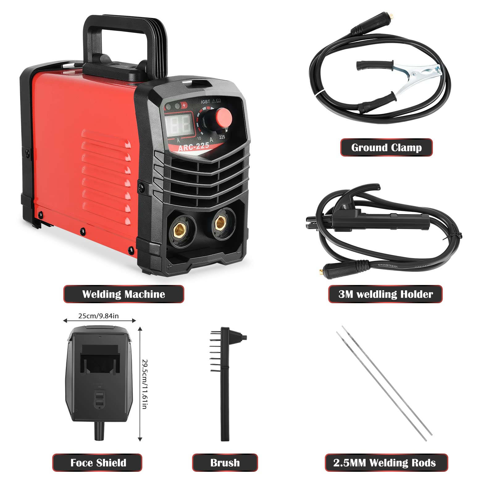 Soldador inversor IGBT de 200 A, máquina de soldadura portátil de doble voltaje 110 V/220 V con pantalla LCD, soldador ARC MMA ligero para uso doméstico y profesional