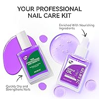 Vista 7 de Gelike EC Kit de uñas para principiantes: fortalecedor de esmalte de uñas morado fácil de usar y aceite de lavanda para uñas delgadas y débiles