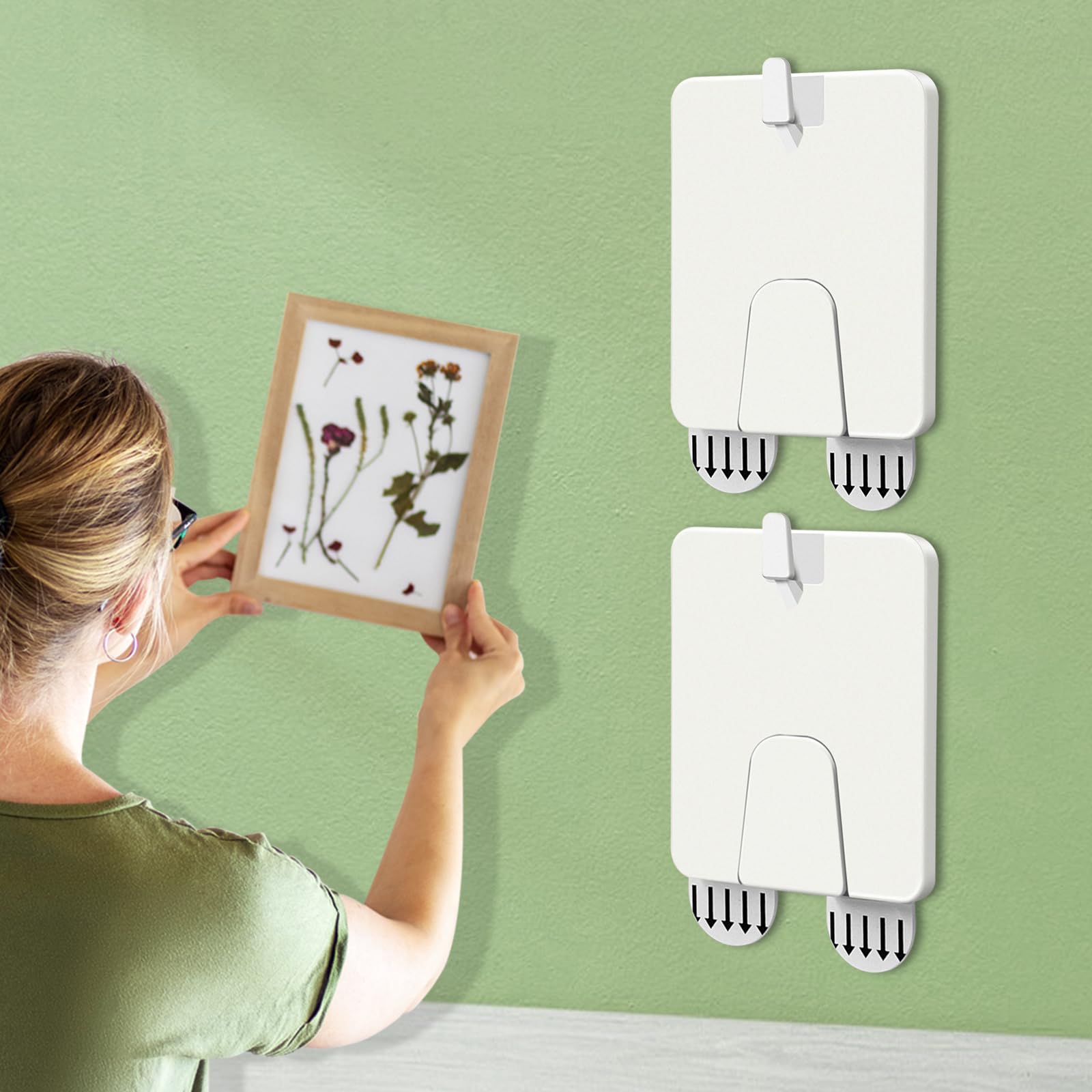 Uniticber Picture Hanging Hooks, Damage Free Hanging Frame Hangers, Adhesive Picture Hanging Hooks Without Nails, No Tools Hooks for Sawtooth Frames
