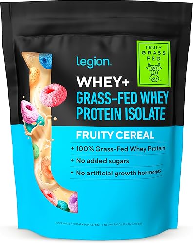 LEGION Whey+ Whey - Proteína aislada de suero de vacas alimentadas con pasto, baja en carbohidratos, baja en calorías, sin OMG, sin lactosa, sin