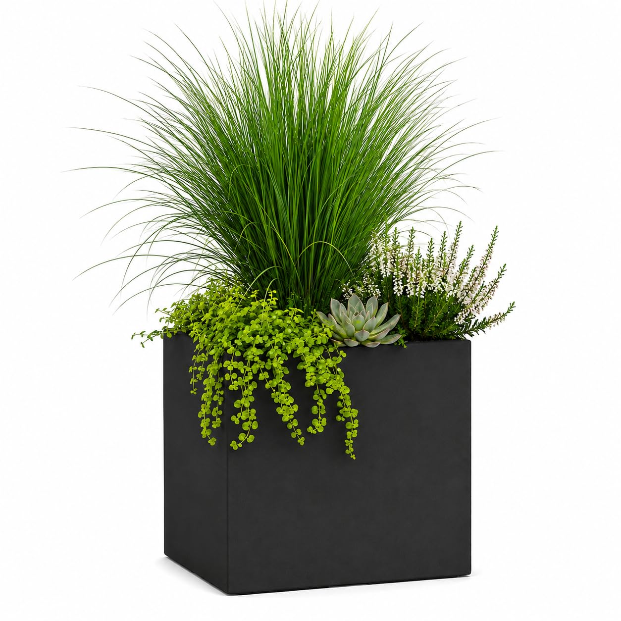 Pflanzwerk® Fioriera Vaso per fiori Portavaso CUBE Antracite 45x55x55cm *Resistente al gelo* *Protezione UV* *Europea di qualità*