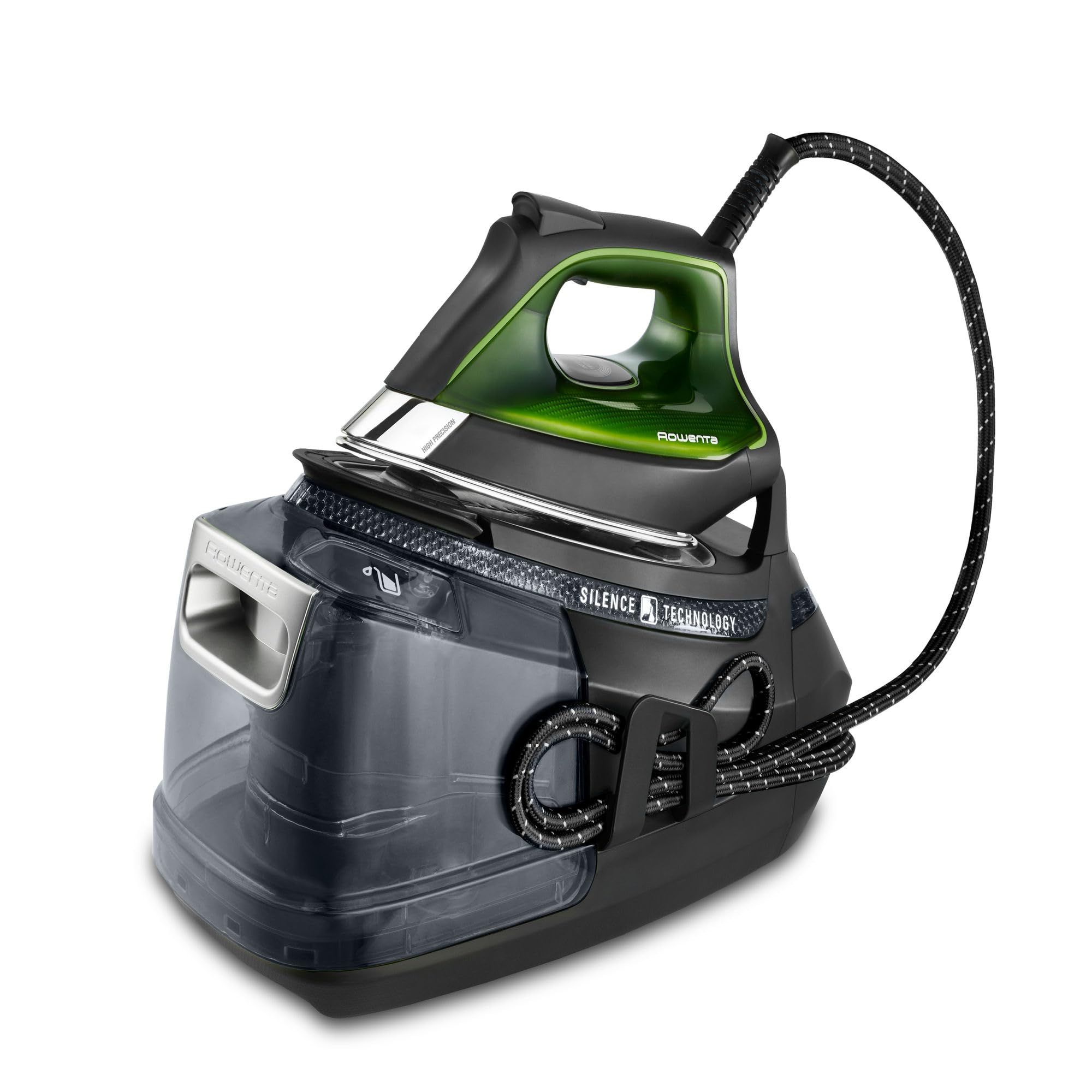 Rowenta Silence Steam pro, Ferro da Stiro Professionale con Caldaia, DG9248, Black-Green