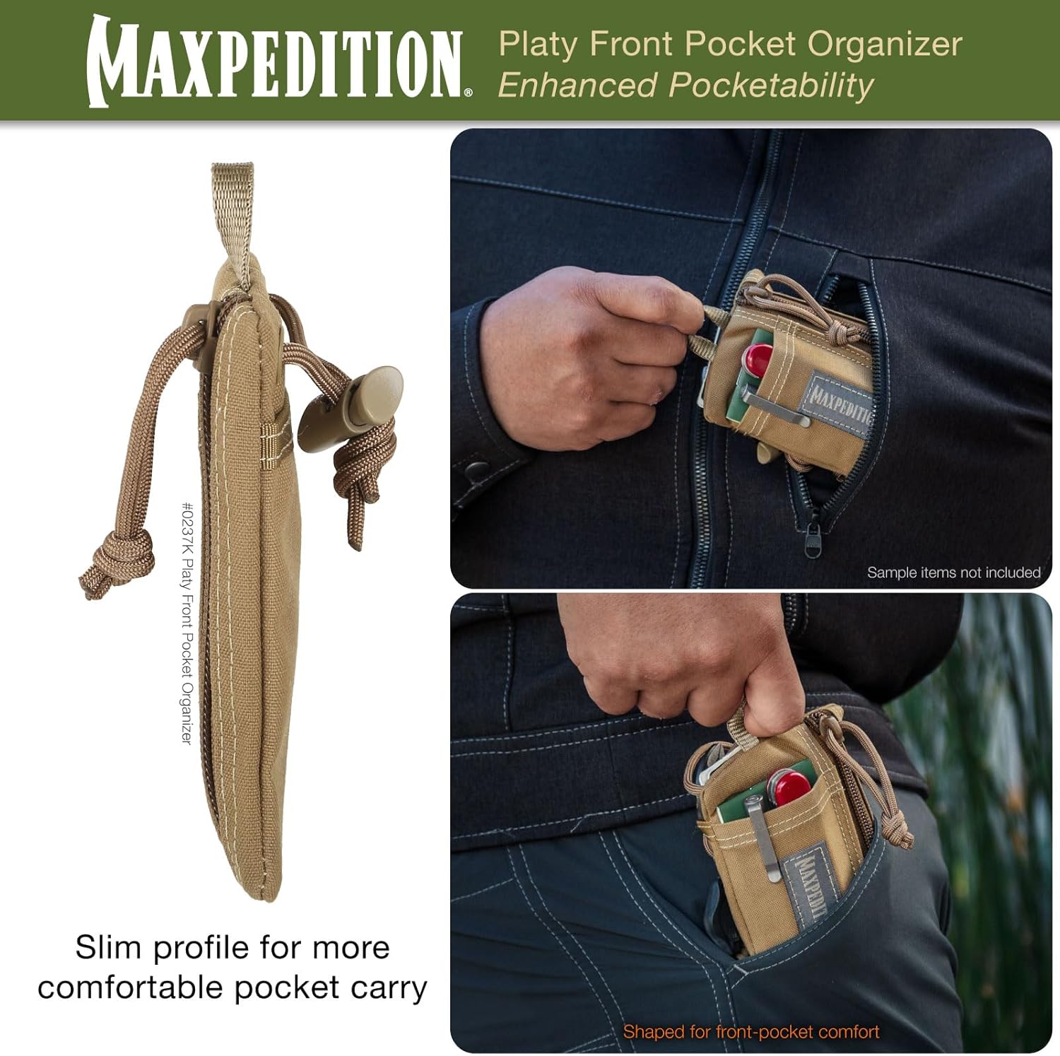 MAXPEDITION Platy Pocket Organizer, Durable EDC Tool Pouch for Men, Neck Wallet with Paracord Lanyard, Holds Flashlight, Multitool, Pen, Notebook - Image 6