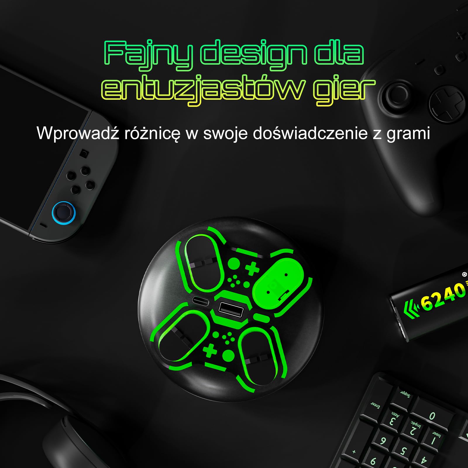 für Xbox Controller Charger mit 4x6240mWh Akkus, Schnellladestation mit LED-Anzeige, Kompatibel mit Xbox Series X|S, Xbox One S/X/Elite - Schwarz