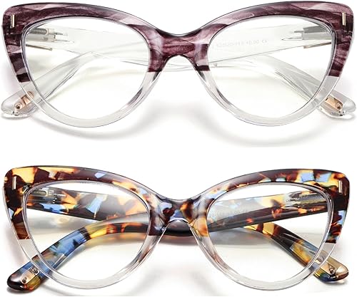 Miniatura 7 de Hubeye 3 pares de anteojos de lectura de ojo de gato para mujer, de gran tamaño, anti luz azul, para lectura de computadora, a la moda, lindos