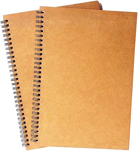 Cuaderno de espiral, cuaderno encuadernado con alambre, cuaderno de papel grueso, 60 hojas, 10 x 7 pulgadas, paquete de 2 (caqui, línea)