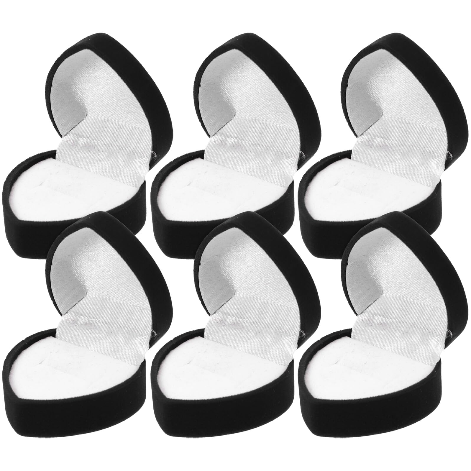 YDYDTTKD Coffret à Bijoux en Forme de cœur 6 pièces avec Doublure en Velours, Organisateur de Rangement pour alliances pour Femmes, Support de Demande en Mariage de Bague de fiançailles, extérieur