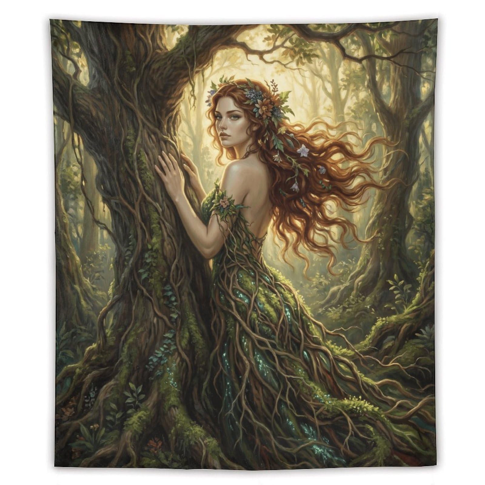 W7C8U2X3 Forest Goddess Tree Spirit Wall Tapestry, College Dorm