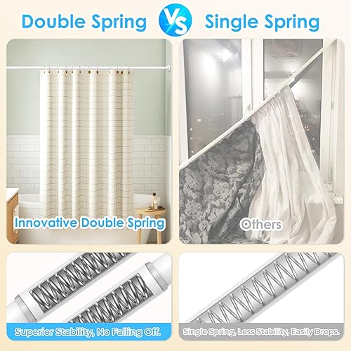 Miniatura 4 de AIZESI Barra de cortina de ducha, ajustable de 41 a 75 pulgadas, barra de cortina de tensión sin taladrar, antideslizante, acero inoxidable de alta