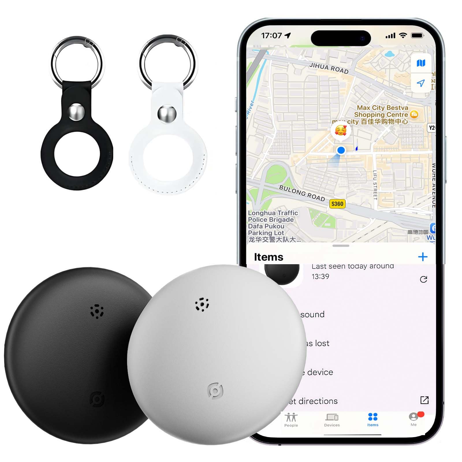 Smart Tag (iOS Only), Bluetooth Item Tracker, Luggage Finder, Key & Wallet Locator, Anti-Lost Device for iPhone/iPad, No Monthly (Black+White)-picture-42