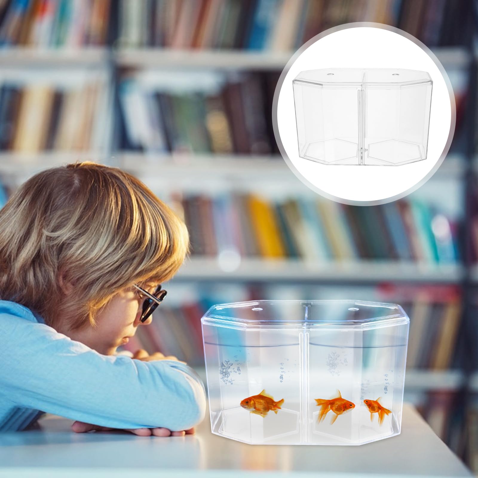 UKCOCO Caja De Criador Transparente para Peceras De Pez Betta Y Peces Pequeños 7.87X4.72X4.33 Pulgadas con Separadores Dobles Acrílico Seguro para Aislamiento Y Reproducción