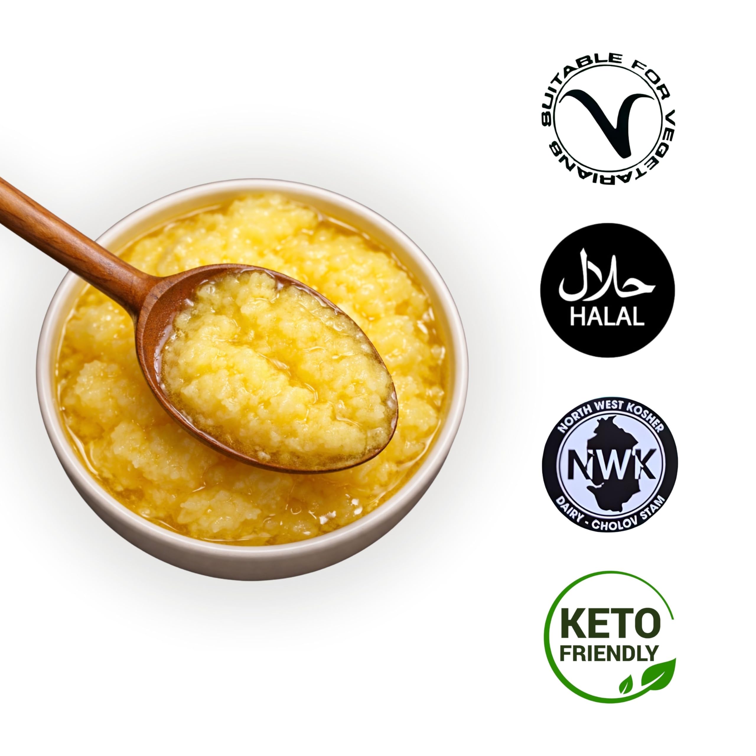 Mantequilla Clarificada Premium 100% Natural - Pure Ghee - Keto Friendly, Alto Punto de Humo, Sin Gluten - Ideal para Cocina Saludable - Laborawi (1 Kg)
