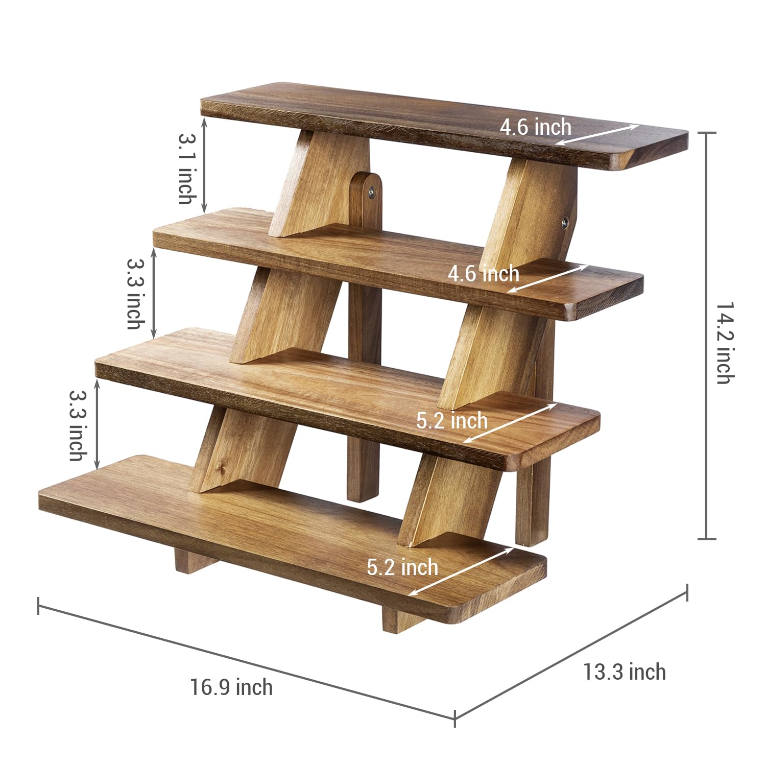 Présentoir à Cupcakes 3 Étages En Bois D'Acacia E-ROOM TREND - 37cm De Haut - Pour Fêtes Et Réceptions