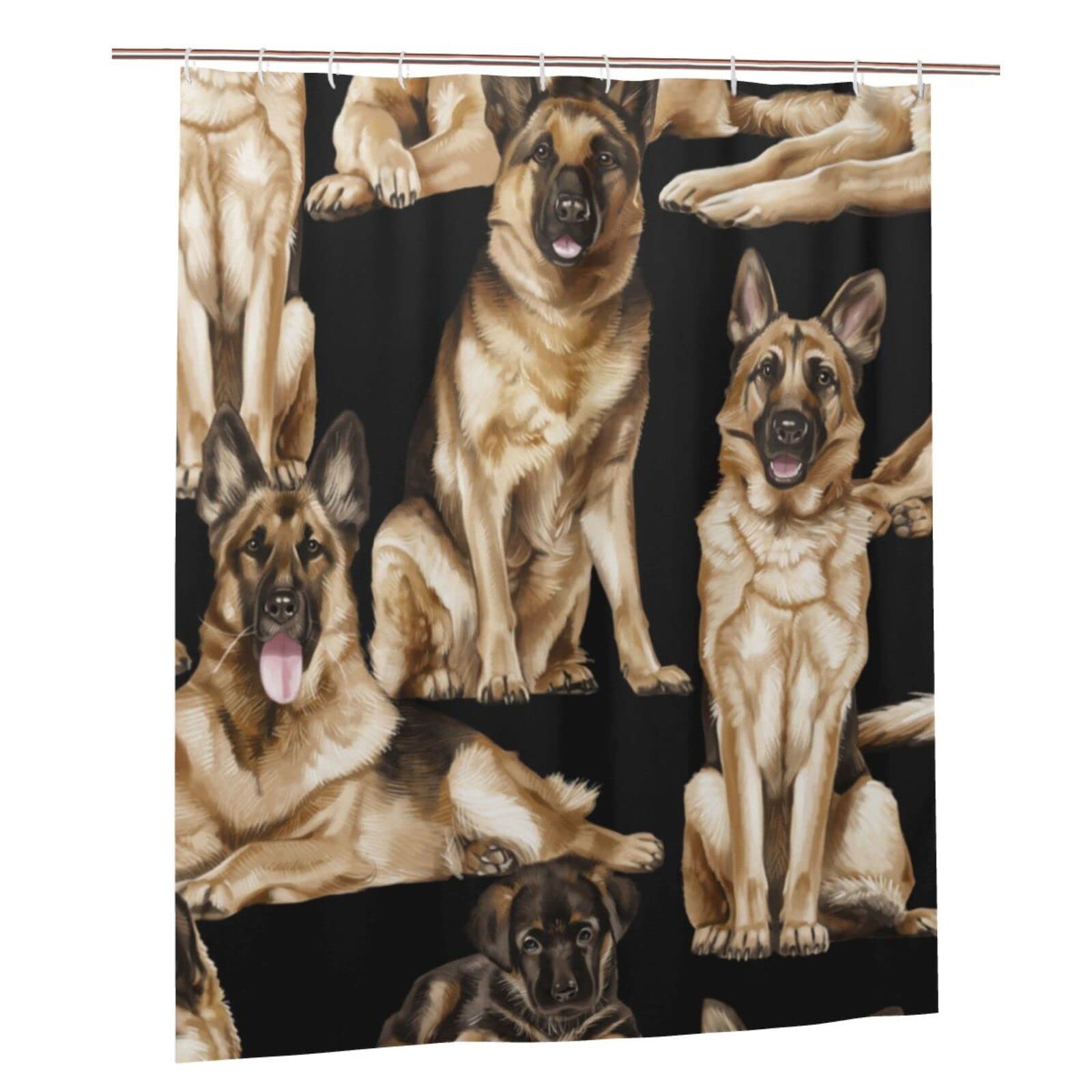 Rideau de douche berger allemand 152x183 cm imperméable pour salle de bain