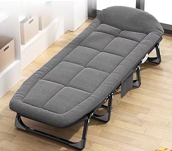Lunch Break Folding Bed Office Single Recliner,Metal Comfortable Office Outdoor Folding Bed Convenient Storage and Portable Folding Bed 180 * 66 * 35cm