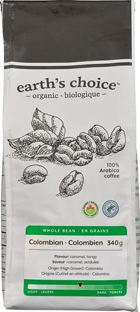 Earth's Choice, Organic Coffee, Colombian Whole Bean, 340g