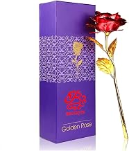 BENAVJI Gold Plated Red Rose Flower with Gift Box Eternal Artificial Rose Gift for Valentine's Day | Anniversary | Birthday | Wedding Romantic Gift for Girlfriend | Wife | Fiance