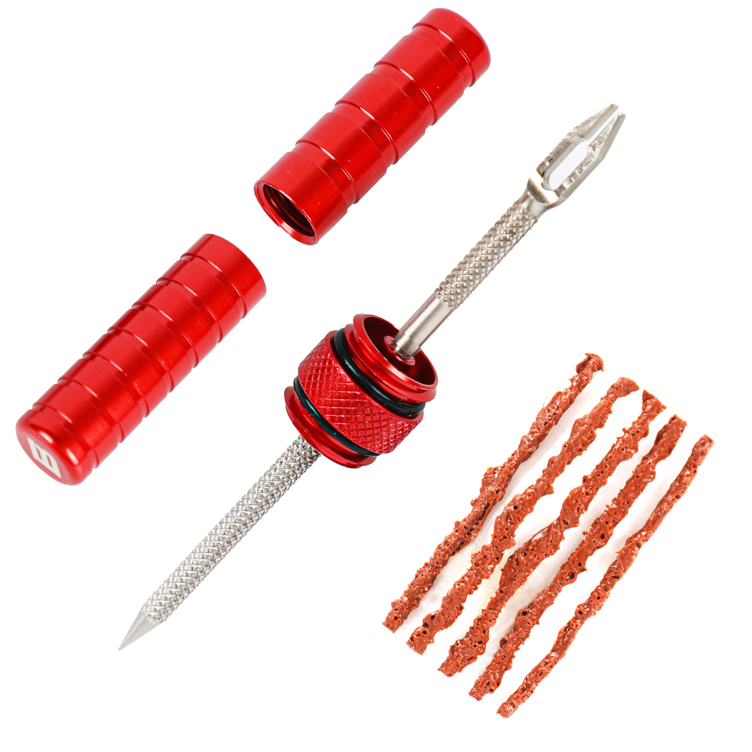 BWSHLF Tubeless Bike Tire Repair Kit for MTB and Road Bicycle Tires, Puncture Kit Include Bacon Strips Embedding Tool Red