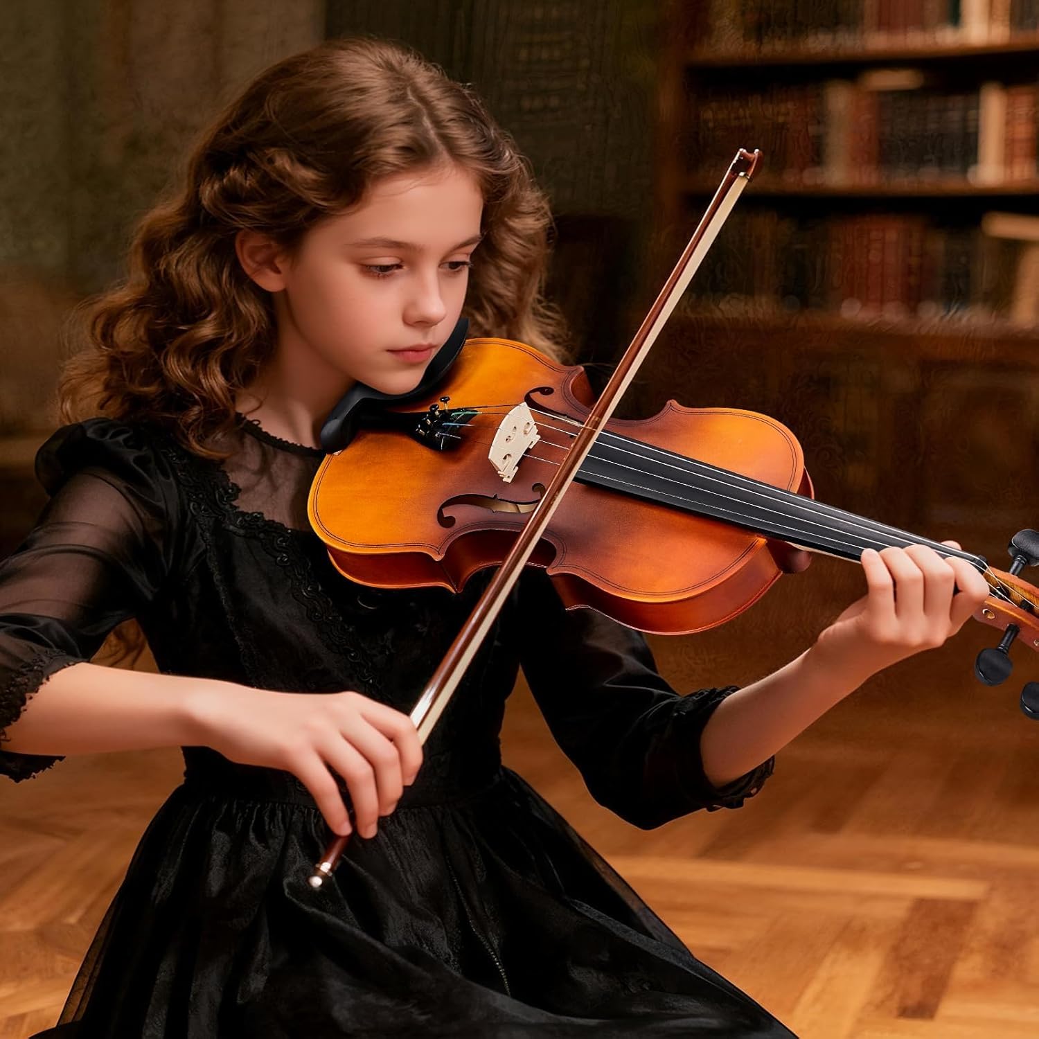 1/2 Violin for Kids Age 7-9, Violin 1/2 Size for Beginner, Student, Half Size Acoustic Violins with Case, Bow, Bridge, and Bow Care Block (Antique Natural – Matte)