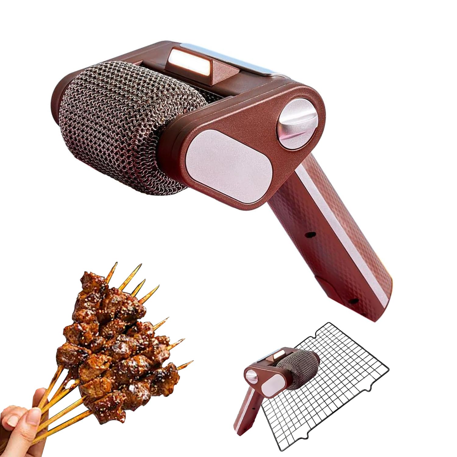 Cepillo eléctrico para parrilla, herramienta de limpieza giratoria de acero inoxidable recargable con luz LED para barbacoas al aire libre, cocina y baño