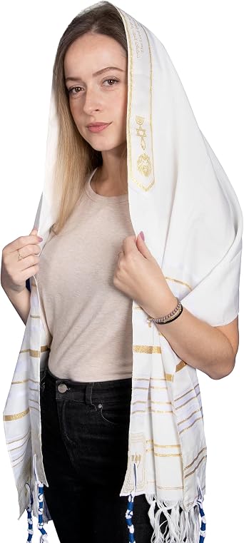 HalleluYAH Messianic Tallit Prayer Shawl 72"x 22" with Bag For Men & Women | Designed in Israel
