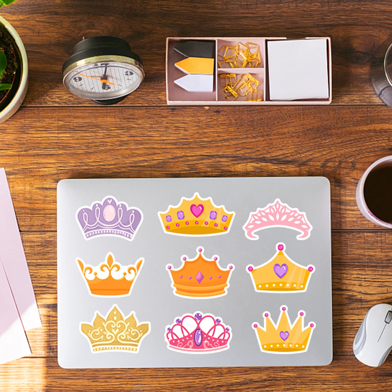 Affoto Princess Crown Stickers for Laptop(50 PCS),Gift for Children Teens Adults Girl Boys,Crown Waterproof Stickers for Water Bottle,Vinyl Stickers for Scrapbook,Skateboard,Bike,Phone,Dairy - Image 3
