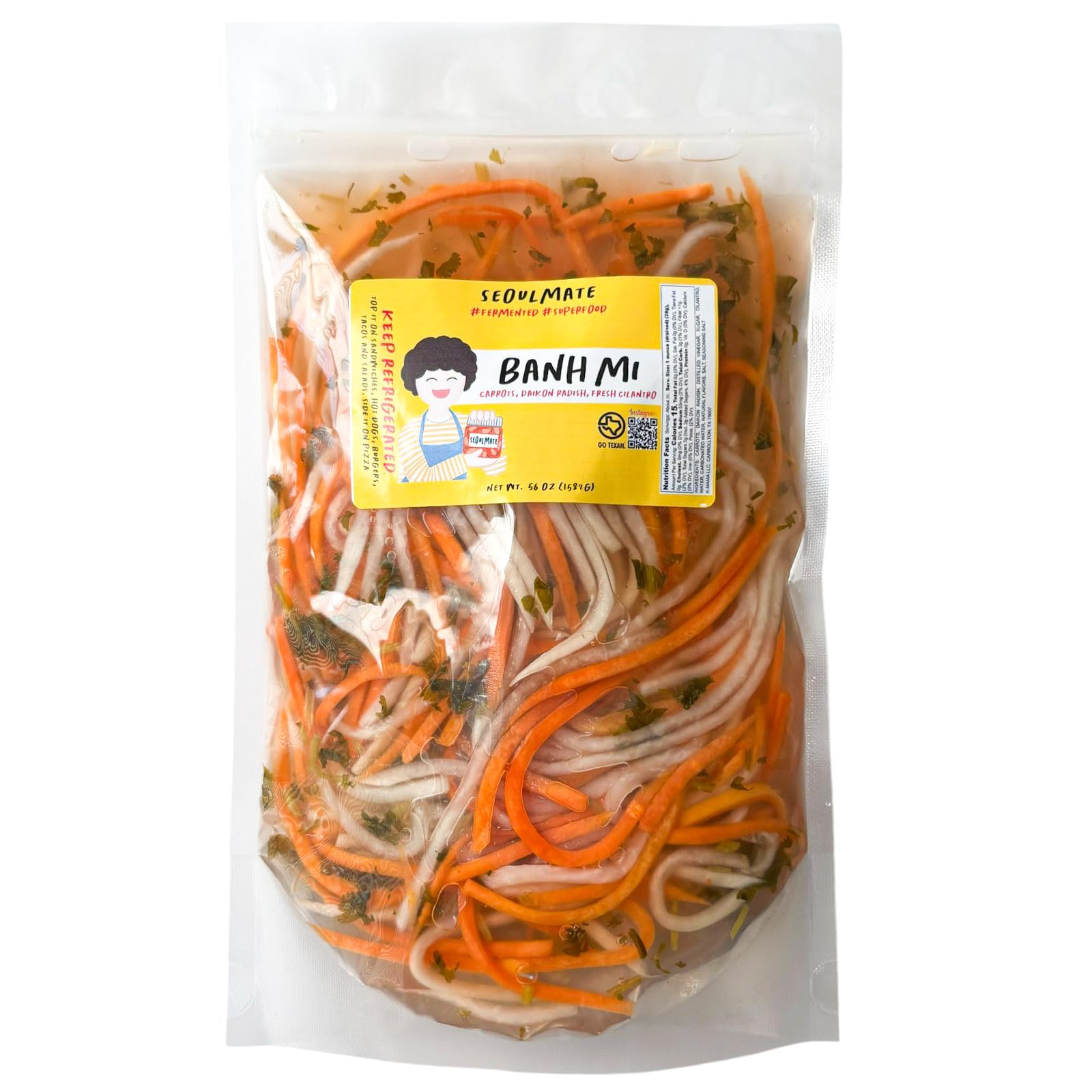 Seoulmate Banh Mi Pickle – 3.5 lb, Sweet & Tangy Pickled Carrots and Daikon Radish, Authentic Vietnamese-Style Pickles, Vegan, Probiotic-Rich,
