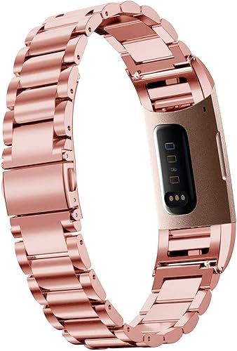 Miniatura 7 de Moran Correa de reloj de acero inoxidable compatible con Fitbit Charge 4Charge 3SE, correa de metal de repuesto para mujeres y hombres