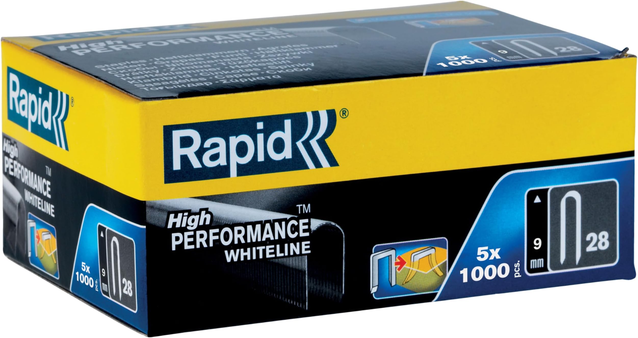 Rapid High Performance No.28 White Cable Staples, Leg Length: 9 mm, 11890130 - 5000 Pieces
