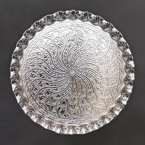 Miniatura 8 de Alisveristime Bandeja de zamac ondulada turca para café, té y café otomano (plata)