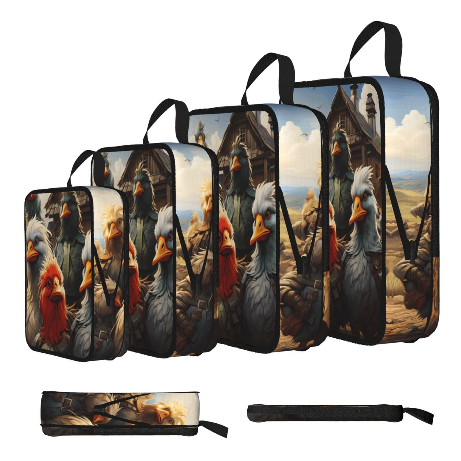 Rooster Combo Team Compression Packing Cubes 4 Piece Set