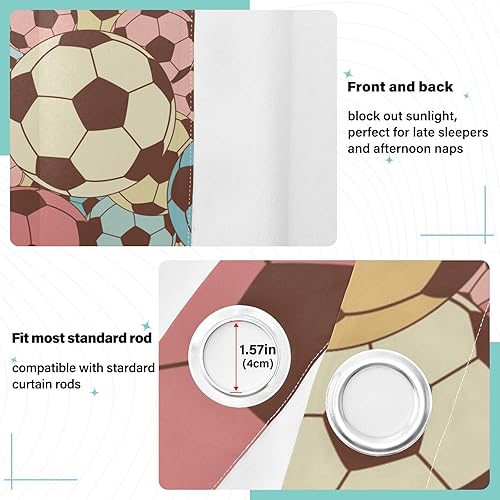 Miniatura 4 de Wudan Retro Soccer Blackout Curtain 84 inches Length Curtains for Bedroom Living Room Room Darkening Curtains Kitchen Curtains Decor Cortinas para