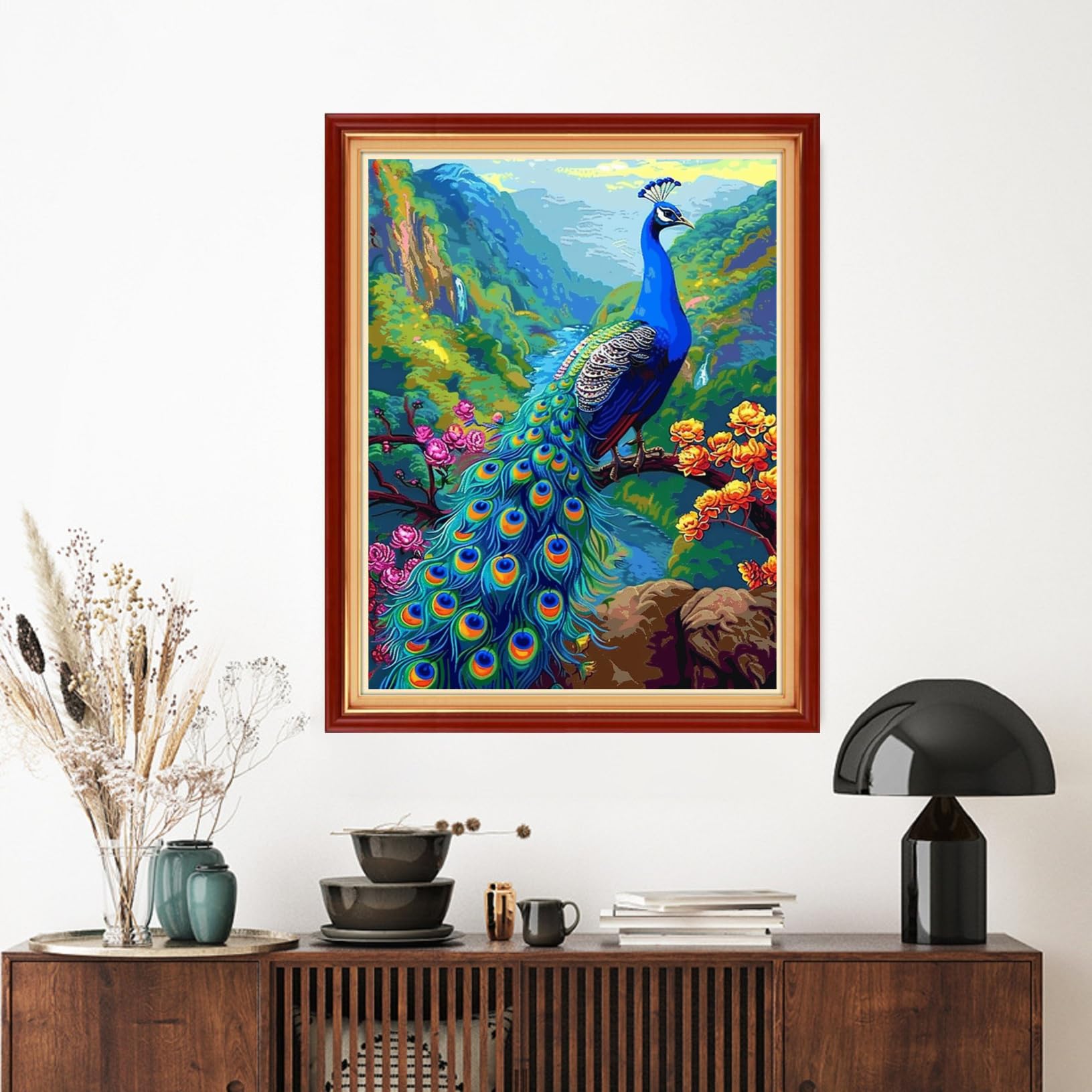 Artvxeay Stamped Cross Stitch Kits - Embroidery Kits for Beginners Cross Stitch Kits for Kids Adults 11 CT Printed Patterns Needlepoint Kits- Peacock Flower 16x20 inch