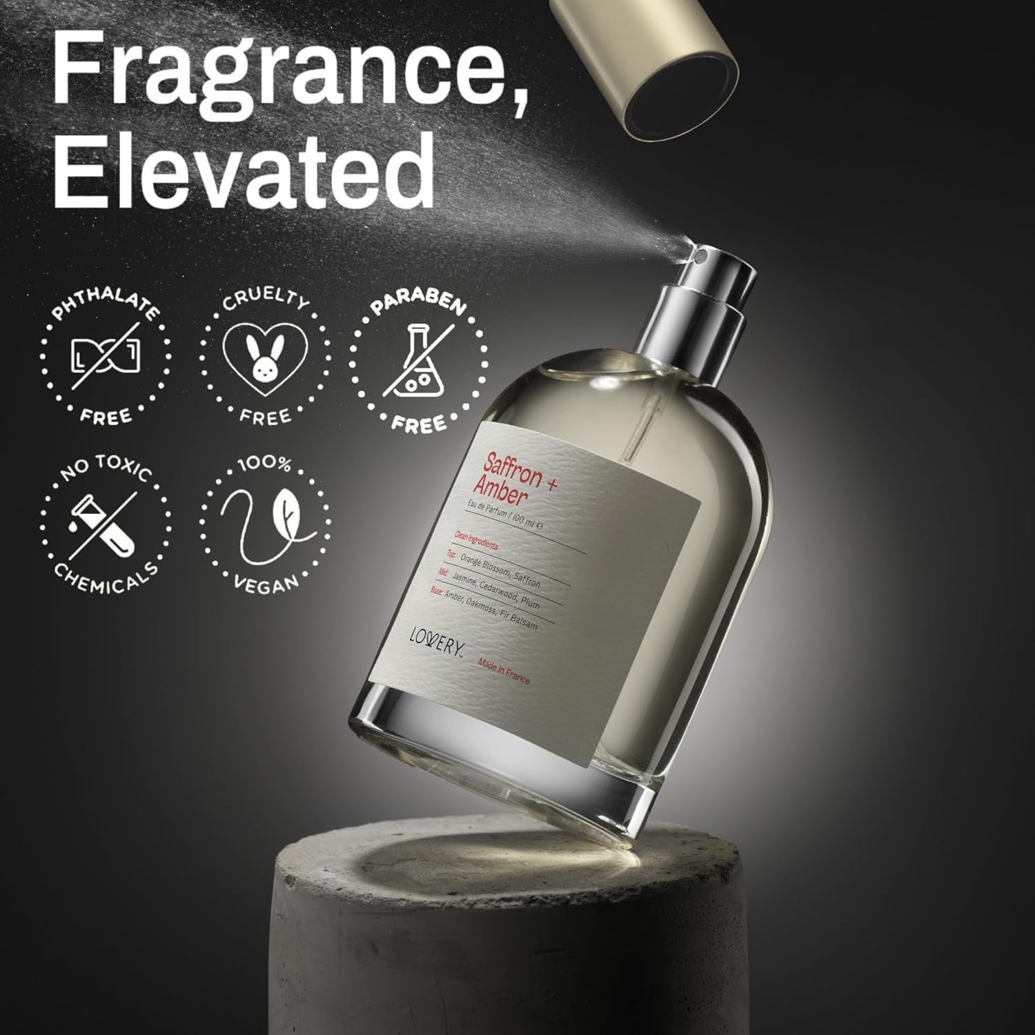 LOVERY Ambery Saffron – Inspired by B.accarat Rouge 5.40 – Long-Lasting Eau de Parfum, 100ml + 10ml Travel Spray - Unisex Vegan Perfume - Image 6
