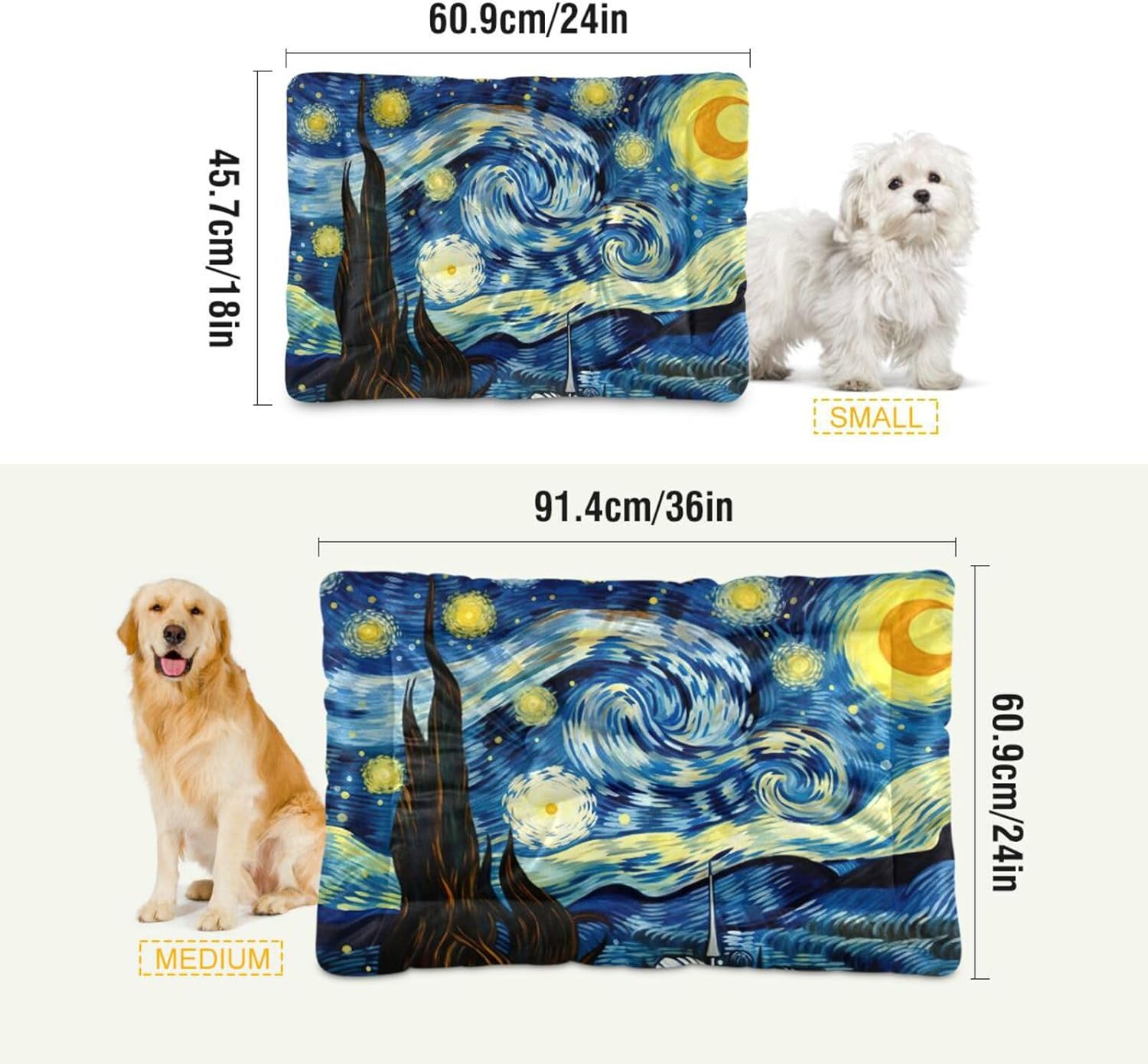 review Starry Night Dog Bed Cat Bed, Non-Slip Soft Pet Crate Mattress Washable Kennel Pad for Small Medium Large Dog Cat, 18 x 24 in