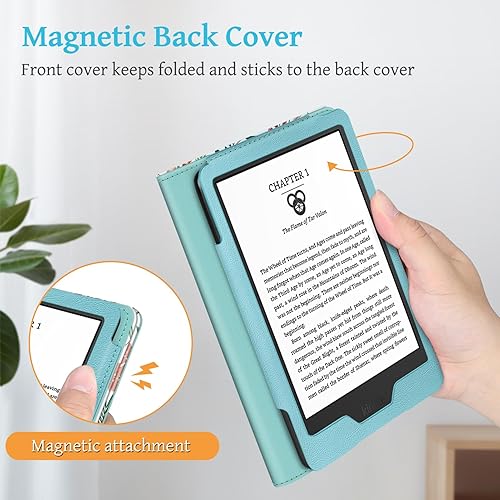Miniatura 6 de Fintie Funda con soporte para Kindle de 6 pulgadas (versión 2022) Funda de piel sintética con ranura para tarjeta y correa de mano para Kindle 2022