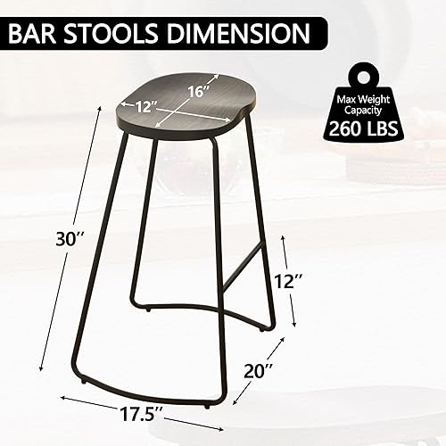 Miniatura 3 de HeuGah Juego de 2 taburetes de bar de madera de 30 pulgadas, taburete de bar blanco para isla de cocina, taburete de altura de barra industrial con