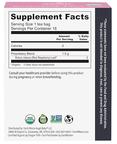 Miniatura 2 de Earth Mama Bolsas de té de hoja de frambuesa orgánica  Té de hierbas de apoyo menstrual y tónico laboral, té de hojas de frambuesa roja para