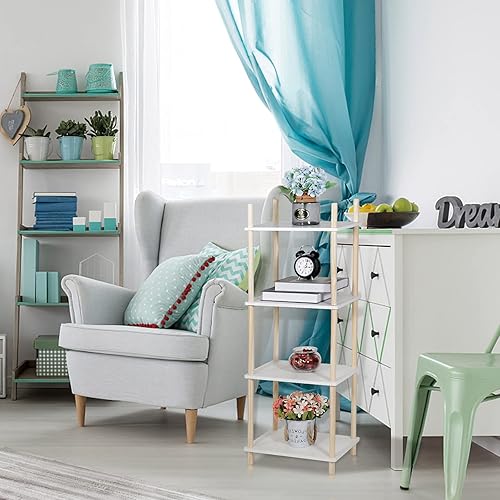 Miniatura 7 de LITA Mesa auxiliar moderna de madera, mesa auxiliar decorativa para plantas con almacenamiento de revistas para dormitorio, sala de estar, baño,