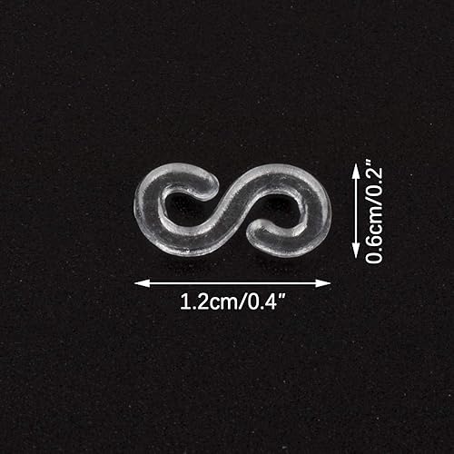 Miniatura 2 de OIIKI 1000 clips en forma de S, clips de banda de goma, kit de recambios de conectores de plástico para pulseras de telar de bricolaje, transparente