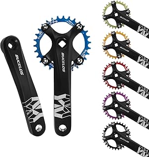 BUCKLOS 【US-Stock】 Bicicleta de montaña 104 BCD de una sola velocidad, juego de manivela cuadrada de 170 mm con 30 T de dientes anchos estrechos (seis colores), juego de manivela de bicicleta