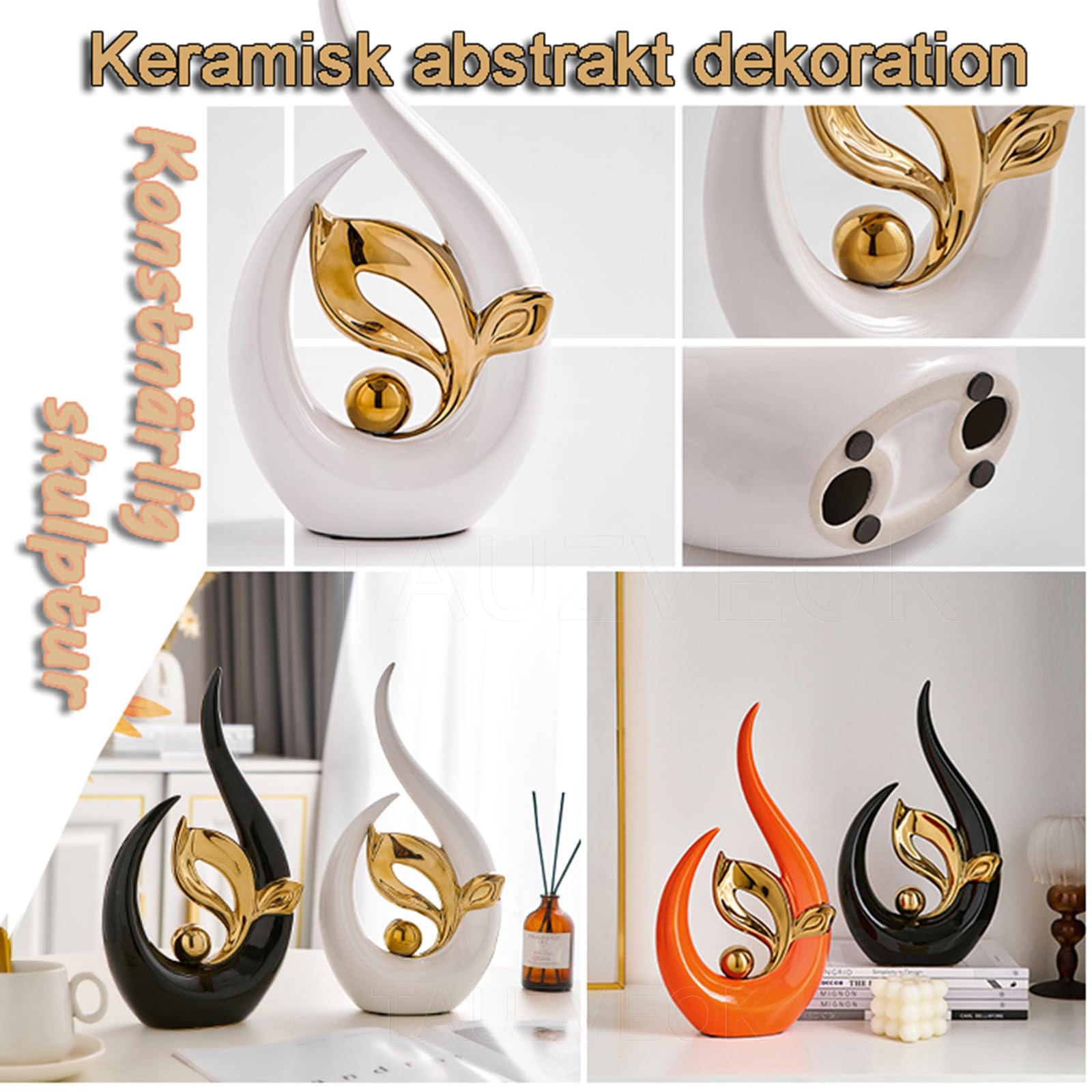 Scultura Decorativa Astratta Moderna in Ceramica, Deco s, per Articoli da Ufficio, Decorazione Soggiorno, Camera da Letto, Appartamento, Verde