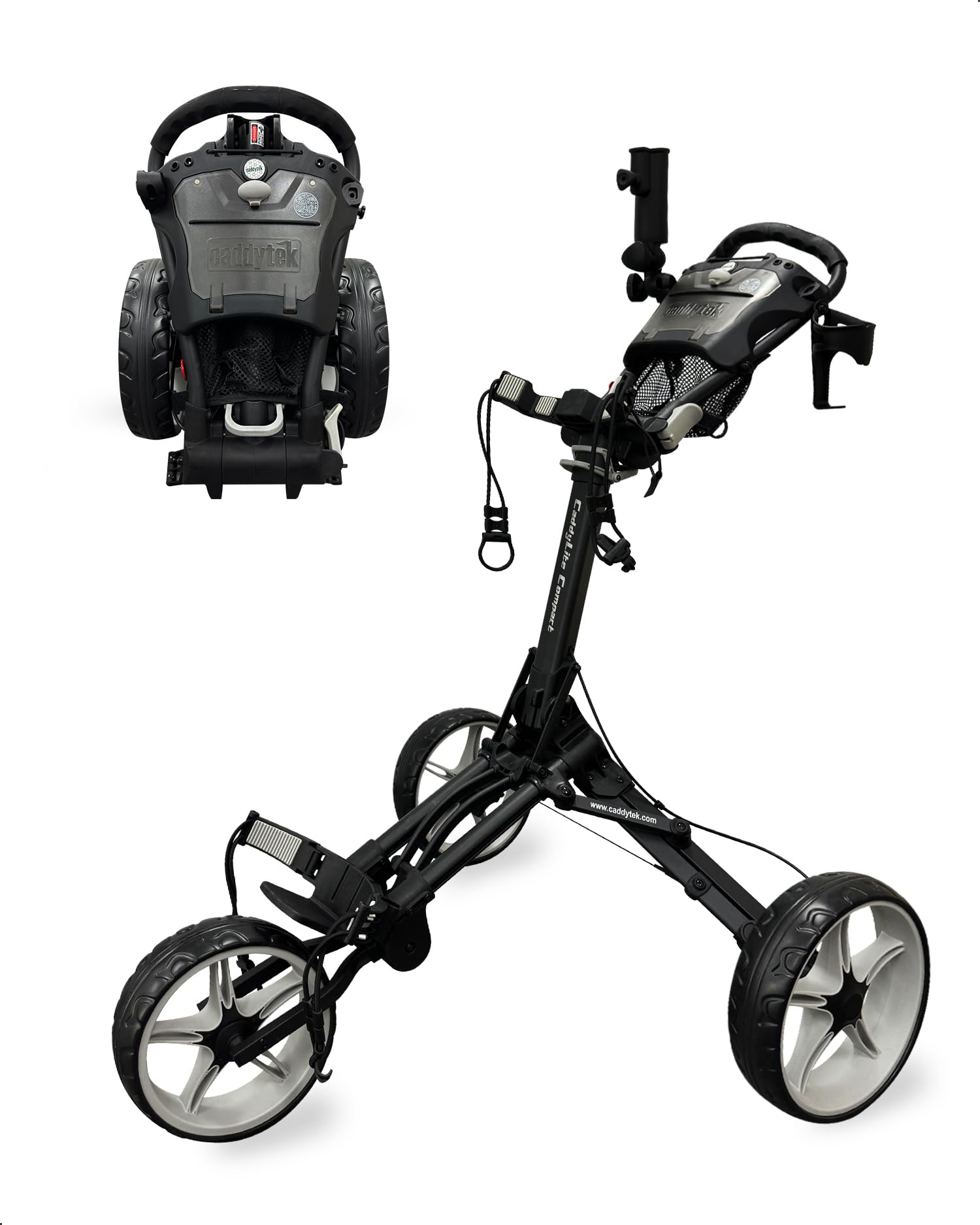 Caddytek CaddyLite Compact - Carrello da Golf a 3 Ruote, Leggero, Pieghevole con Un clic, Design Compatto per riporlo e trasportarlo con facilità