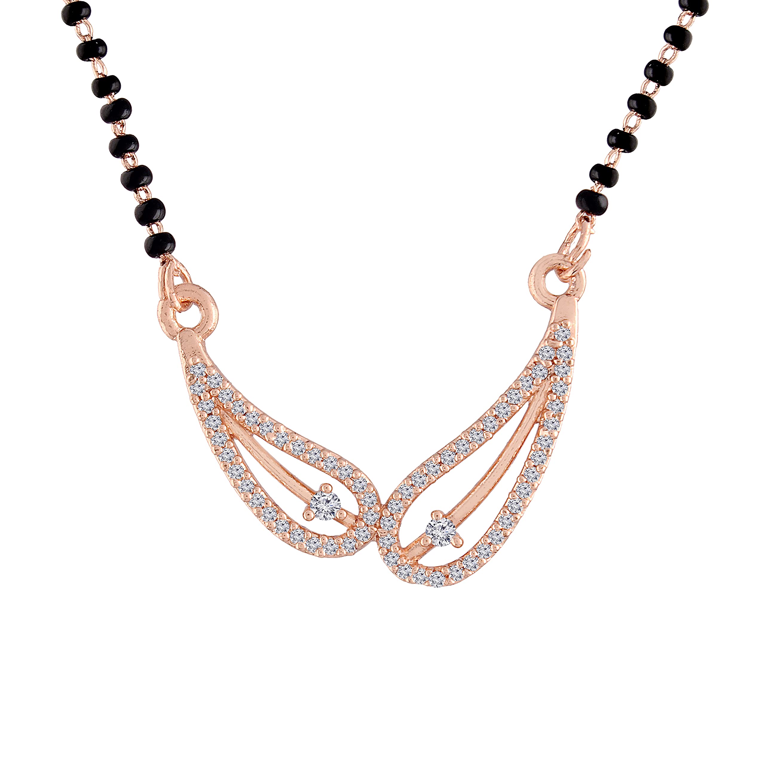 I Jewels 18k Rose Gold Plated Traditional Single Line American Diamond Pendant with Black Bead Chain Mangalsutra for Women (D074) (B095Y8R4PP) Amazon Price History, Amazon Price Tracker