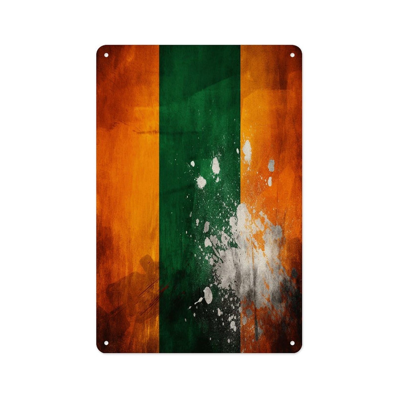 Fekiloot Style Orange And Green Pattern Wall Decor Metal Signs Tin Signs Poster